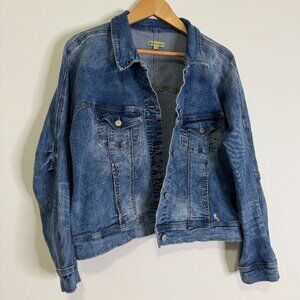 Democracy Denim Button Up Blue Jean Jacket Size Large